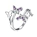 Yeahjoy Women's Adjustable Size Volly Open Rings Butterfly Shape Purple Austrian Crystals Rings