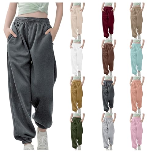 Girls Boys Sweatpants Kids School Joggers Pants Baggy Elastic Waist Tracksuit Bottoms 2025 Winter Loose Casual Sweatpant Outdoor Active Trousers for Teen