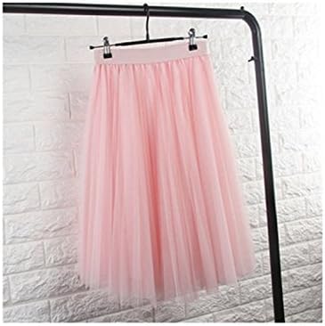 George GougeFashion New Tulle Skirts Womens Black Gray White Adult Tulle Skirt Elastic High Waist Pleated Midi Skirt New