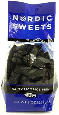 Nordic Sweets Salty Licorice Fish, 8-ounce Bags (Pack of 3)