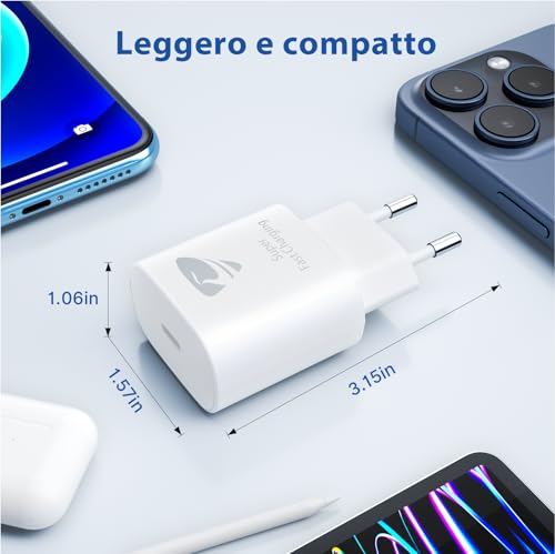 USB C Charger, USB C Socket 20W Quick Charge Type C Plug Charge Wall Adapter PD USB C Power Supply for iPhone 17 16 15 14 13 12 Pro Max Plus Mini, USBC Charger for Samsung S23 S24 S22