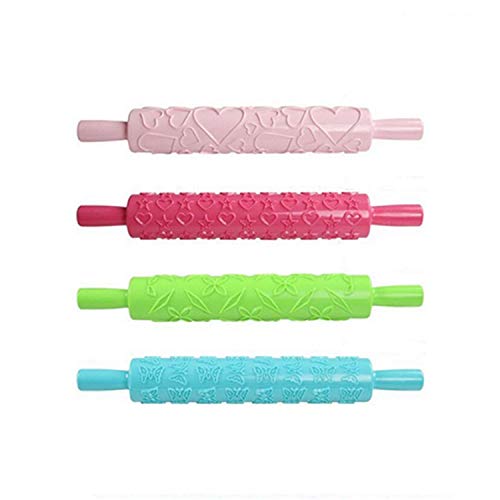 1Pcs Plastic Colourful Cake Bread Fondant Rolling Pin Embossing Mold (Random) - Thumbnail 7