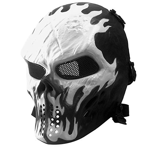 Airsoft Mask Full Face, Tactical Skull Mask with Metal Mesh Eye Protection, Paintball Mask for BB Cs War Game, Cosplay, Masquerade Party