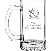 Golf Personalized Beer Mugs, 16 oz Laser Engraved Custom Golf Beer Mug Gift, Engraving Included Prime