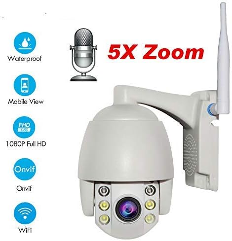 Super Mini WiFi Security Camera Outdoor HD Dome IP Camera 1080P 2.0MP 5X Zoom IP66 Waterproof H.265 Onvif Day Night Full Colour Wireless CCTV Security Video Network Surveillance Camera System