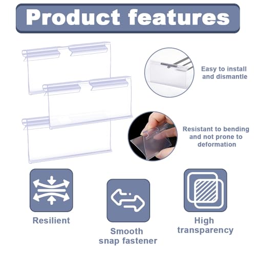 WYAN Pack of 50 Price Holders for Shelf, Transparent Label Holder, Price Labels 10 x 4.3 cm, Price Holder for Shops, Label Holders for Supermarket Counter Shop