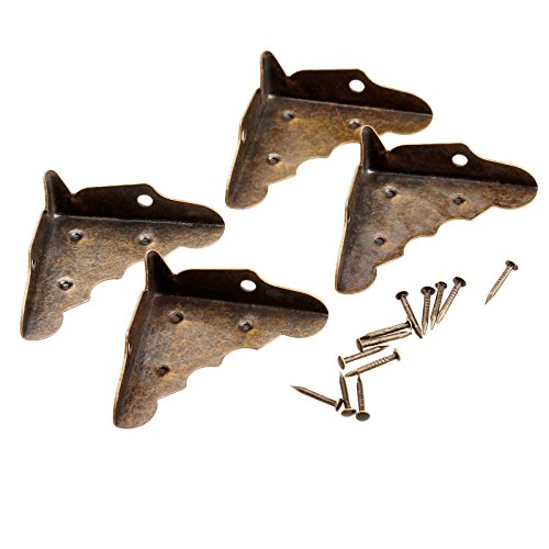 Dophee 16Pcs Antique Brass Jewelry Box Corner Case Chest Corner Protector Guard Edge Cover