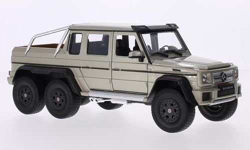 Welly Mercedes AMG G63 6x6 Pickup Truck 1/24 Scale Diecast Model Car Metallic Beige