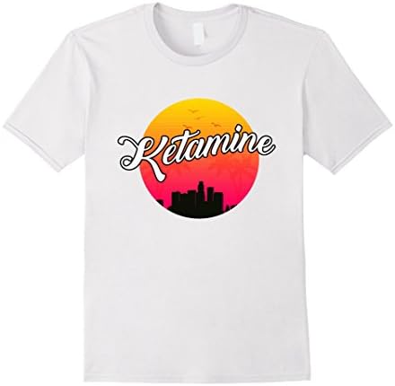 Mens Ketamine Retro Sunset T shirt Large White