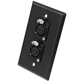 Seismic Audio SA-PLATE3 Black Stainless Steel Wall Plate with Dual XLR Female Connectors