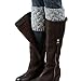 FAYBOX Short Women Crochet Boot Cuffs Winter Cable Knit Leg Warmers Gray