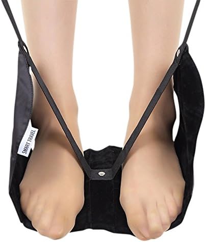 Portable Travel Footrest 2nd generation/easy carry & setup Foot Rest Ultralight Compact Smart Hammock-style,For Air plain and Buses (1-G2. 2nd generation Black)