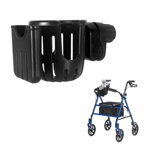 Rollator Cup Holder for Rolling Walker with Phone Holder,360° Rotatable,Black,1PC