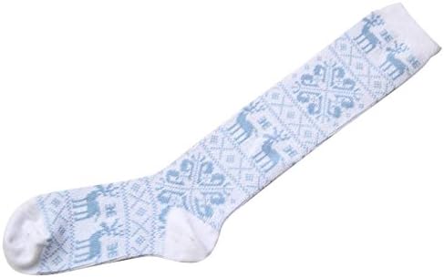 Your Gallery Women's Snow Pattern Jacquard Reindeer Games Knee High Tube Socks Beige