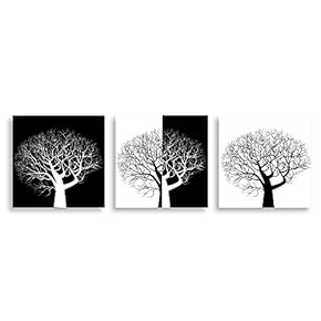 3 Panel Black and White Painting Home Wall...