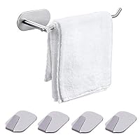 Labkiss Self Adhesive Towel Bar & 4 Single Towel Hooks, Hand Dish Towel Rack Holder for Bathroom Kitchen, Paper Towel Holder, No Drilling, Heavy Duty, SUS 304 Stainless Steel