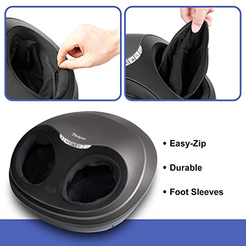 Shiatsu Foot Massager Machine with Heat - Tespo Deep Kneading Therapy, Foot & Leg Air Compression, Relieve Foot Pain from Plantar Fasciitis, Improve Blood Circulation