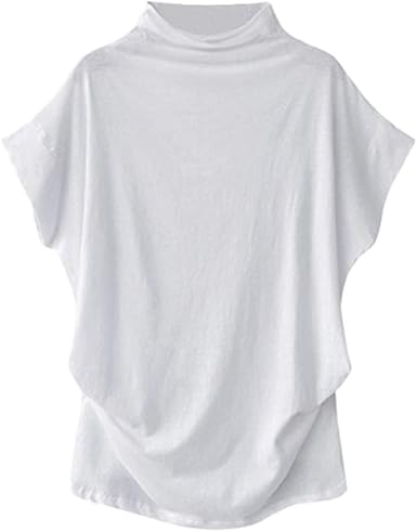 tee shirt col roulé femme manche courte