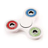 Tri-spinner Finger Fidget Toys Plastic EDC Hand Spinner Stress Reducer Autism ADHD Anxiety Relief Focus Toy for Kids & Adults (Plastic White)