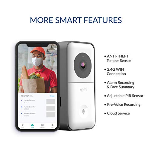 Kami Video Doorbell, Wireless Smart Doorbell Camera WiFi HD, Night