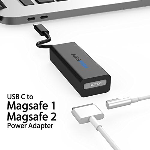 AirsFish Compatible Magsate to USB C Converter, USB Type C to Magsate 1 (L- Tip) and Magsate 2 (T-Tip) Power Adapter Connector Cable Compatible MacBook, MacBook Pro, Switch/Laptop/Phone (Black)