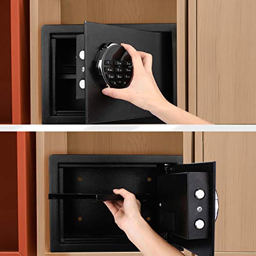 Digital Electronic Security Safe Box, Home Safe with Digital Keypad 0.57 Cubic Feet Black for Jewelry Money Cash Valuables