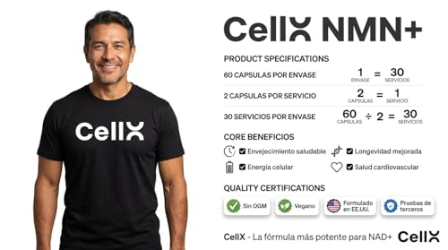 CellX | NMN 1000 mg con Resveratrol, TMG y BioPerine® | 60 Servicios | Patente | Formulado en EUA