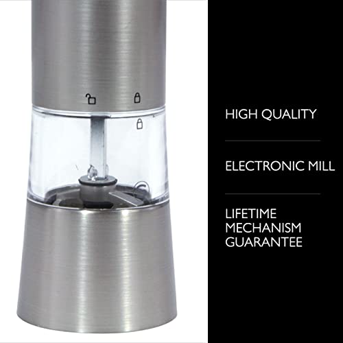 COLE & MASON Richmond Electric Salt And Pepper Grinder Set Stainless Steel Electronic Mills