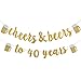 Cheers & Beers to 40 Years Gold Glitter Banner- 40th Birthday Wedding Aniversary Party Supplies Decorations