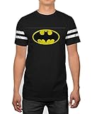 DC Comics Batman Classic Logo Striped Sleeves Black T-Shirt
