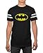 DC Comics Batman Classic Logo Striped Sleeves Black T-shirt