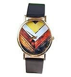 TPT Geneva Geometry Pattern Leather Band Watch Men Women Wrist Watches(Black)