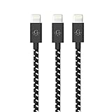 Go Beyond 3214992 3-Feet 8 Pin Data Sync and Charging Cable for iPhone 6/6 Plus, iPhone 5/5S/5C, iPad mini, iPod 5th generation - Black Nylon - Pack of 3