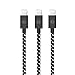 Go Beyond 3214992 3-Feet 8 Pin Data Sync and Charging Cable for iPhone 6/6 Plus, iPhone 5/5S/5C, iPad mini, iPod 5th generation - Black Nylon - Pack of 3