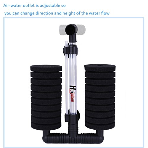 Huijukon Aquarium Air Pump Double Sponge Filter Fish Tank Filter with 1 Air Pump/2M Airline Tubing/1 Check Valve (Filter Set)