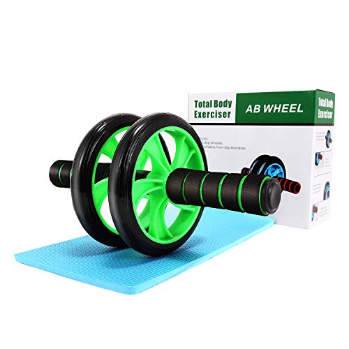 Wesoke Ab Wheel Roller, Professional Abdominal Fitness Equipment with Soft Knee Pad for Home Gym Office Boxing Exercise, Ab Crunch Machine with Anti-Slip Handles for Men Women Beginners (Green)