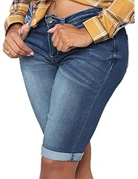 Pantalones vaqueros para dama, talla grande, ajustados, ajustados, elásticos, vaqueros, pantalones cortos (S-2XL)