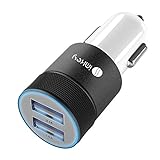 Car Charger, IMKEY® 2.1A Dual USB Port Rapid Car Charger Adapter for Apple iPhone, iPad, Samsung, Google Nexus 7, HTC, LG, And More - (Black)