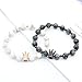 Gemfeel 8mm Black Labradorite & White Howlite CZ Her King/His Queen 8mm Beads Couple Bracelet, 7.6