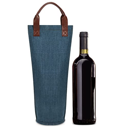 Kato Tirrinia Wine Cooler Picnic Bag, Single Bottle Wine Carrier Insulated, Padded Thermal Wine Tote Bag for Beach, Wine Lover, Blue — image 1