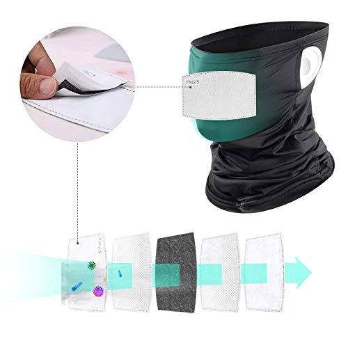 Maxjoy Face Cover Bandana Neck Gaiter with 10 PCS Safety Carbon Filters - Black