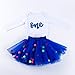 Baby Girls 1st Birthday Outfit Glitter One Romper Balls Skirt Crown Headband (Blue01, 9-12Months)