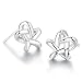 SA 925 Sterling Silver Star Earrings, Flat Back Earrings Silver Jewelry Cute Ear Rings For Birthday Party Gift Sparkly Statement Fashion Stud Earring