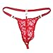 YiZYiF Men's Jacquard Lace See-Through Sissy Pouch Underwear Red X-Large