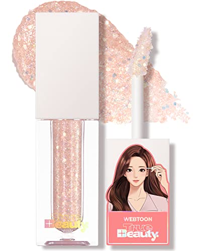 AMTS Webtoon True Beauty - 01 Some Love | Liquid Pink Gold Chunky Glitter Eyeshadow | Highlighter, K-Drama Korean Makeup, Highly Pigmented, Long Lasting Shimmer