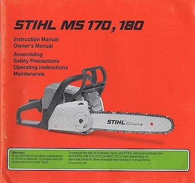 Printed 01 Stihl Chain Saw Ms 170 180 Instruction Owner S Manual 267 Stihl Amazon Com Books