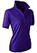 CLOVERY Golf Wear Moisture Wicking Short Sleeve 2-Button Polo Shirt Purple Medium