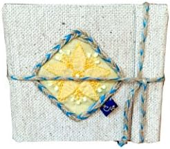 Craftpreneur Eco Friendly 100% Cotton Handmade Paper Diary with Lucknowi Chikankari and String 5"x4"; 60 pages