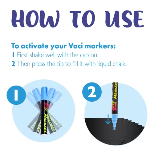 Vaci 10 Multicolored Liquid Chalk Markers Erasable, NonToxic, Water