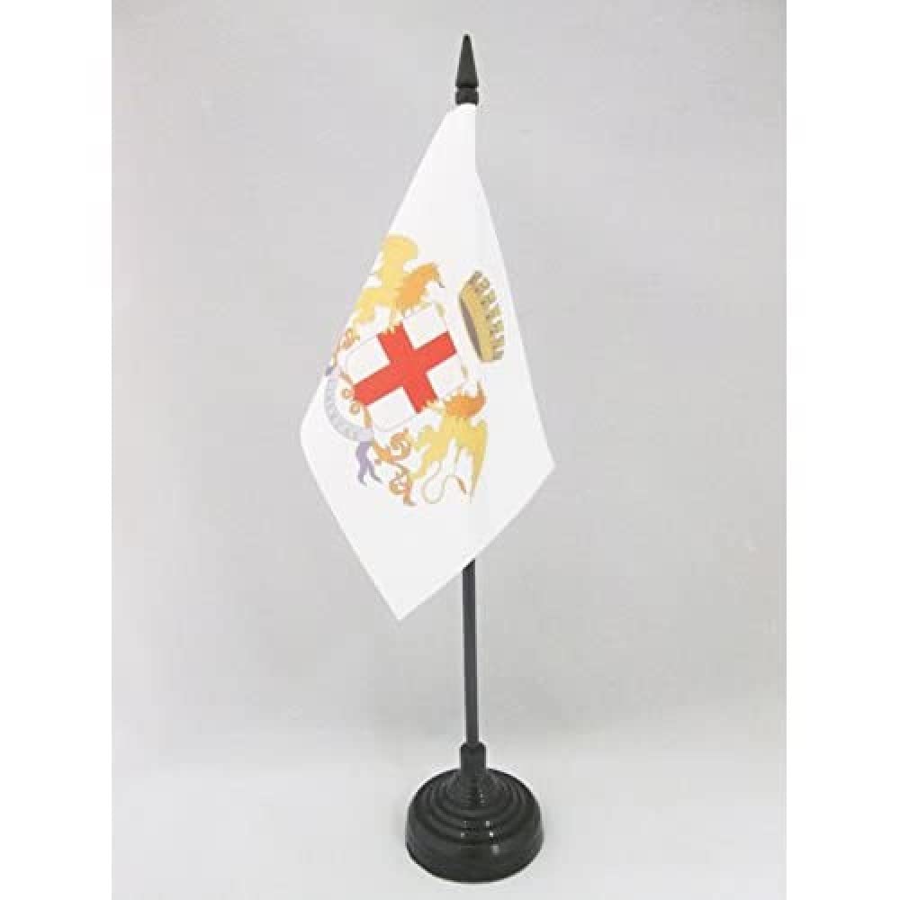 AZ FLAG - City of Genoa coat of arms Table Flag 4'' x 6'' - Genova Office Mini Banner 100% Polyester 15 x 10 cm - Mini Desk Flag with 10'' Pole and Black Plastic Base